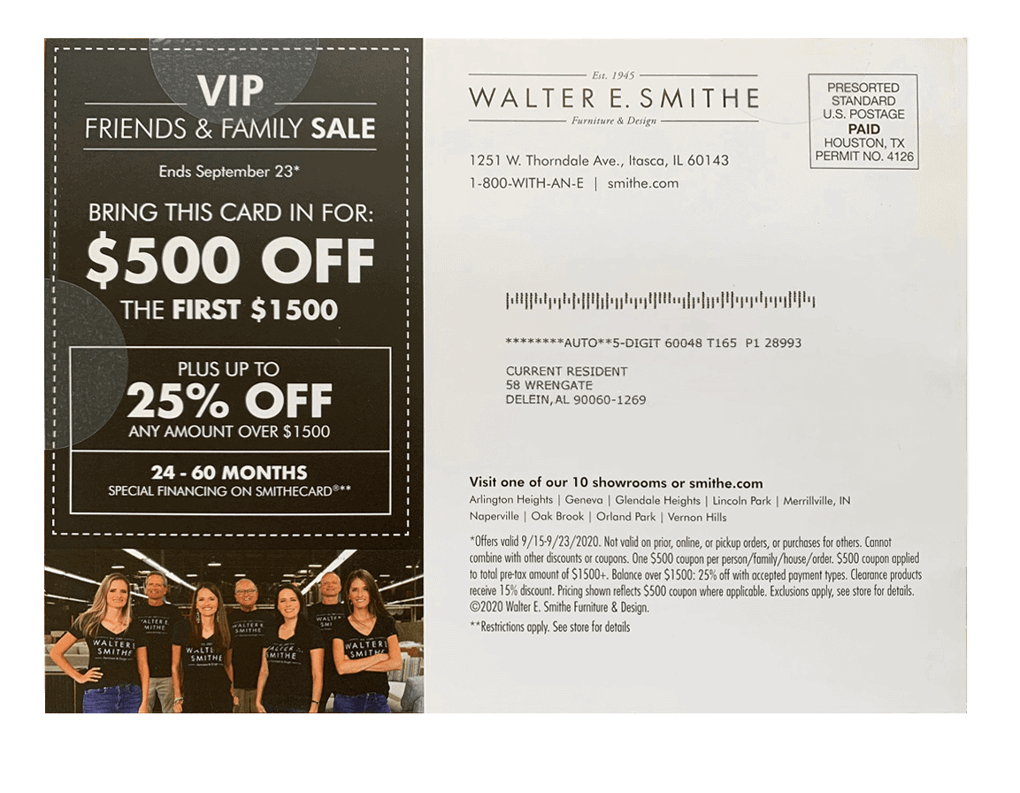 Walter E. Smith direct mail design offer