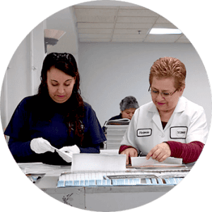 Personalized direct mail campaign production in a print facility.