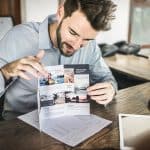 Brochure with colorful images printed for direct mail marketing campaigns.