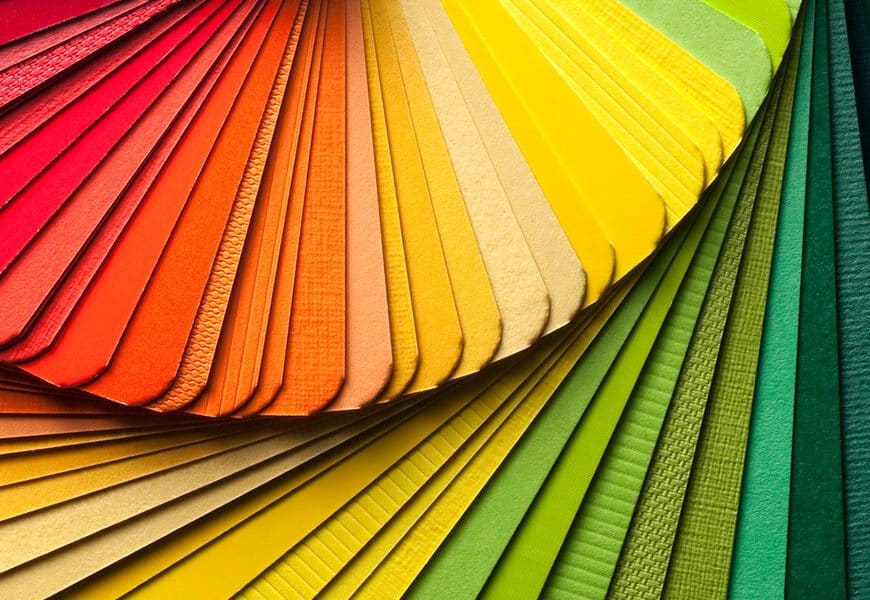 Vibrant color swatches for direct marketing and direct mail printing services.