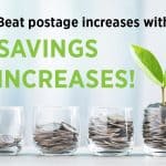 Coins in glass jars representing savings and effective mailing strategies.