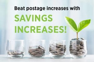 Coins in glass jars representing savings and effective mailing strategies.