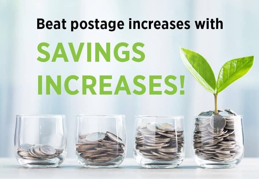 Coins in glass jars representing savings and effective mailing strategies.
